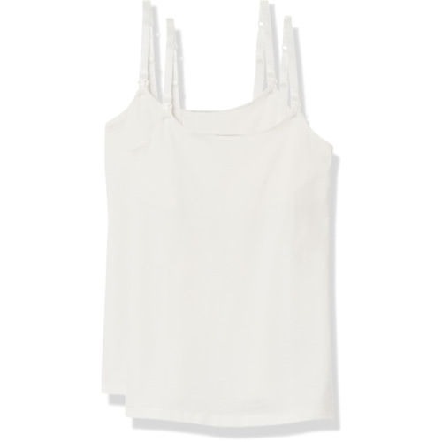 Amazon Essentials Women's Maternity Nursing Friendly Camisole with Adjustable Straps and Built-in Shelf Bra, Pack of 2