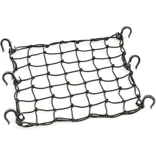 Powertye 50152 Black 15inX15in Cargo Net Featuring 6 Adjustable Hooks & Tight 2inx2in Mesh