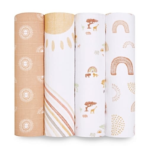 aden + anais® 4-Pack Keep Rising Cotton Muslin Swaddle Blankets in Creamaden + anais® 4-Pack Keep Rising Cotton Muslin Swaddle Blankets in Cream