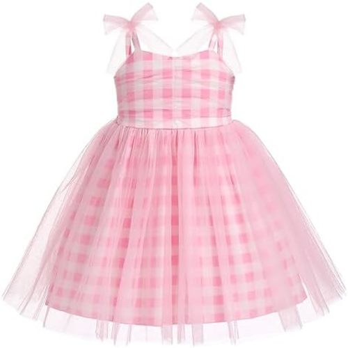 ODASDO Baby Girls Birthday Party Dress Toddler Kids Bowknot Spaghetti Straps Tulle Tutu Princess Dress Pageant Holiday