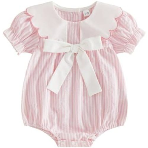 BemeyourBBs Newborn Baby Girl Clothes Peter Pan Collar Bubble Romper