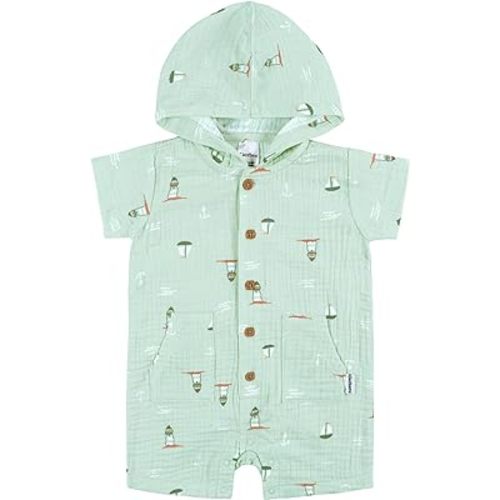 Gerber Baby Boys Hooded Cotton RomperRomper