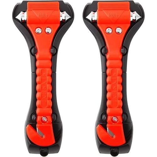 SINSEN Car Safety Hammer Set of 2 Emergency Escape Tool Auto Car Window Glass Hammer Breaker and Seat Belt Cutter Escape 2-in-1 for Family Rescue & Auto Emergency Escape Tools