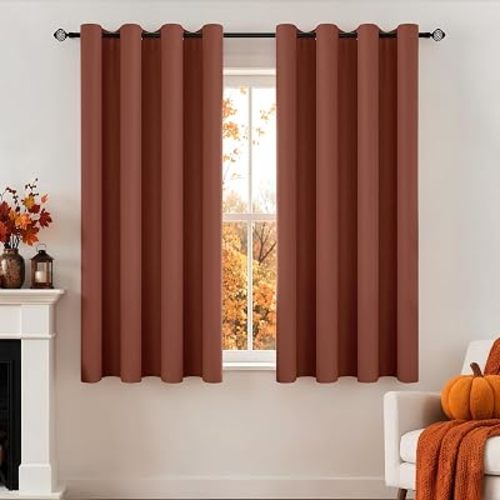 MIULEE Caramel Blackout Bedroom Curtains Drapes 72 Inch Long 52"x72"
