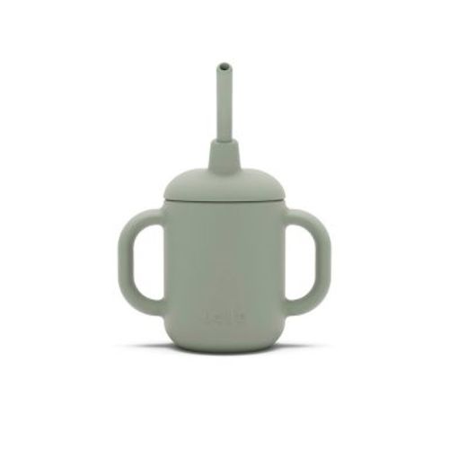 Lalo 4 fl oz 3-in-1 Silicone Training Cup with Straw - Sage