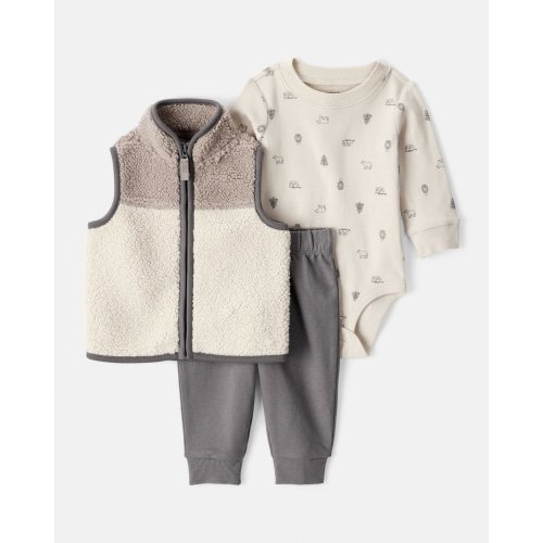 Baby Boy 3-Piece Vest, Bodysuit & Pant Set - Ivory/Grey - Carter's | Carter's