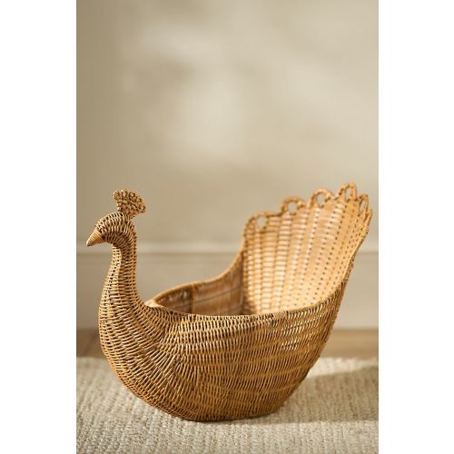 Ida Peacock Woven Wicker Basket