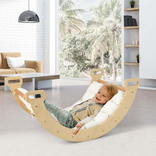 INFANS 4 in 1 Arch Climbing Toys for Toddlers, Montessori Wooden Arch Climber Ladder Structure, Waldorf Gym Playset