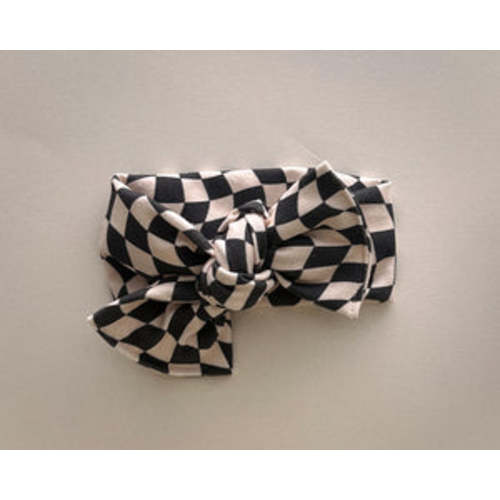 *RESTOCK* Black Wavy Check Tie On Headwrap – Bloom Headwraps