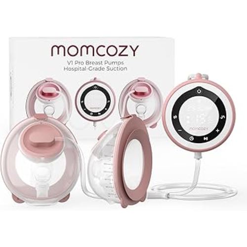 Momcozy Breast Pump V1 Pro Hospital-Grade, Hands-Free & Portable Wearable Pump, Upgraded Electric Pump with 3 Fine-Tuned Rhythms|15 Levels, Come with Leak-Proof
