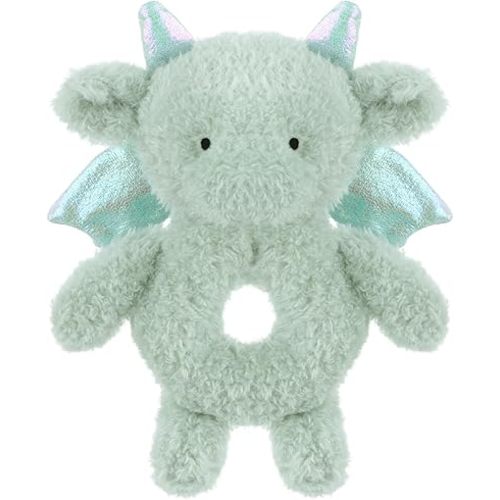 Apricot Lamb Baby Dragon Dinosaur Soft Rattle Toy, Plush Stuffed Animal for Newborn Soft Hand Grip Shaker Over 0 Months (Dragon, 6 Inches)