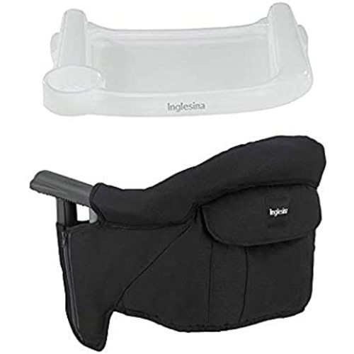 Inglesina - Fast Table Chair with Fast Tray: Hook On Portable High Chair for Babies and Toddlers, Damage Free Travel Booster Seat for Restaurant Use - Includes Snap On Tray, Black