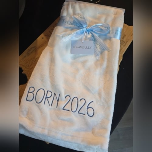 Its A Boy, White Baby Blanket - Born 2026