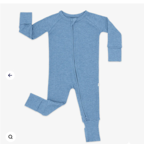 Heather Blue Ribbed Zippy - Little Sleepies
