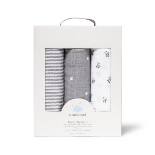 Muslin Swaddle Blankets Deer 3pk - Cloud Island™