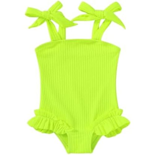 Happy Town Toddler Swimsuit Girl Solid Color Stripe One-Piece Baby Bathing Suits