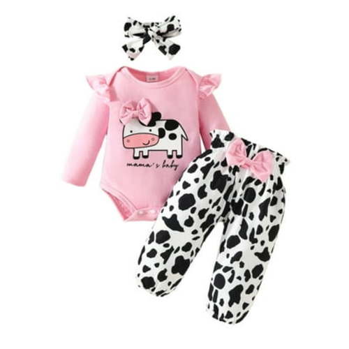 Sopiago Baby Girl Clothes Long Sleeve Romper Bodysuit and Pants Outfit Set Red,0-3 Months