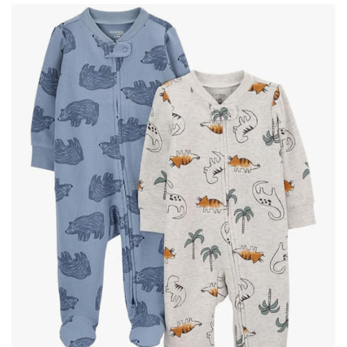 Simple Joys by Carter's Baby Boys' 2-Pack 2-Way Zip Cotton Footed Sleep and Play