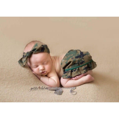 Military inspired Newborn Skirt and Knotted Headband, Marines, Navy, Air Force, Coast Guard
