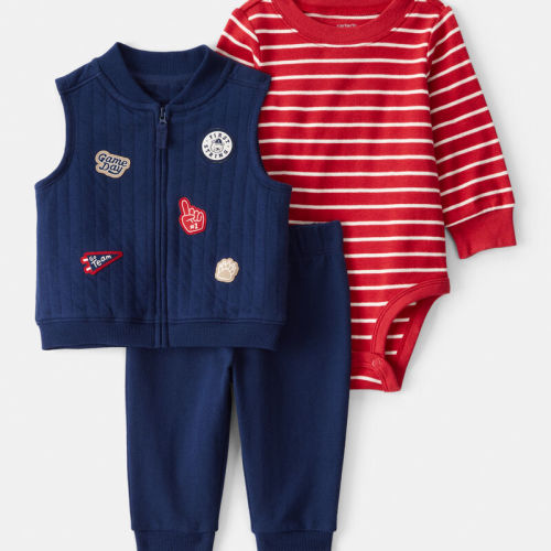 Navy/Red Baby 3-Piece Game Day Little Vest Set | Carter’s Oshkosh Canada
