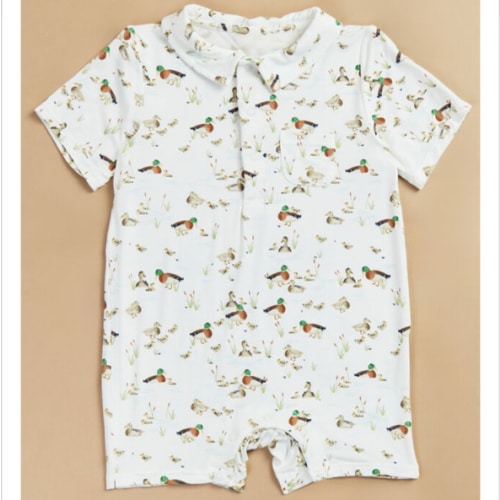 Duckling Family Polo Romper in Beige | Tullabee