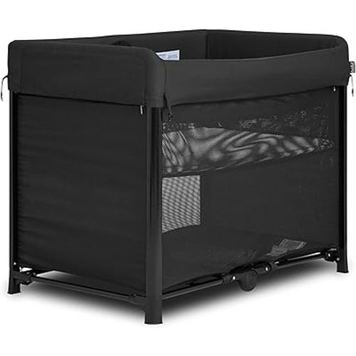 Evolur Zane Portable Playard – Foldable, Removable Mattress, Easy to Use Baby Bassinet for Travel & Home, Black