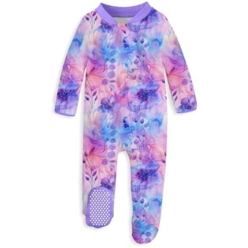 uideazone Baby Girls Footed Pajamas Zip-Front One-Piece Sleeper Non-Slip Footie Cute Pattern Jumpsuit PJs 0-12 Month