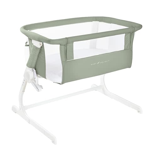 Baby Delight Beside Me™ Dreamer Bassinet | Bedside Sleeper & Baby Bassinet | 8-Position Height Adjustment | 100% GOTS Certified Organic Cotton Fabric | Organic Sage