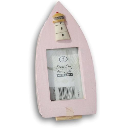 Nautical Boat Shaped Stand Up Photo Frame for 2.5 x 3.5 Inch Photo (Pink)