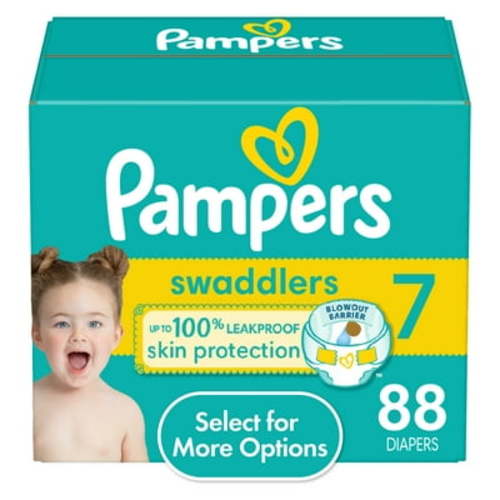 Pampers Swaddlers Active Baby Diaper, Size 7, 88 Count, Dry and Leak-Proof