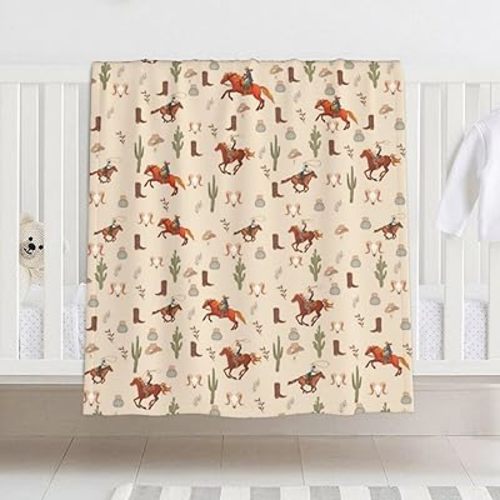 Western Baby Blanket for Boys Girls, Newborn Soft Warm Cozy Bed Blanket Western Baby Suff Shower Gift 30x40 Inch