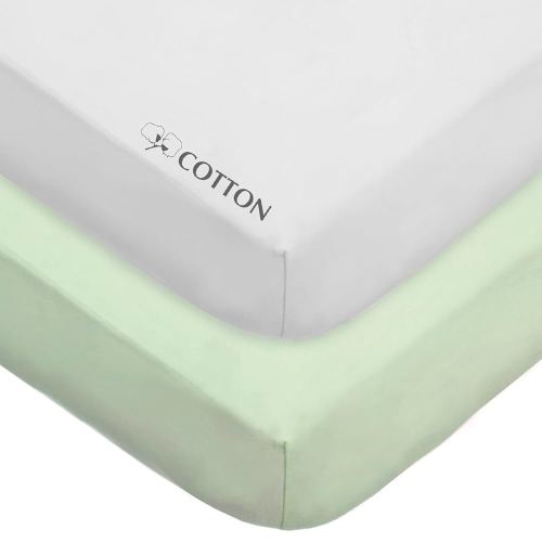 American Baby Company 2 Pack 100% Natural Cotton Fitted Crib Sheets