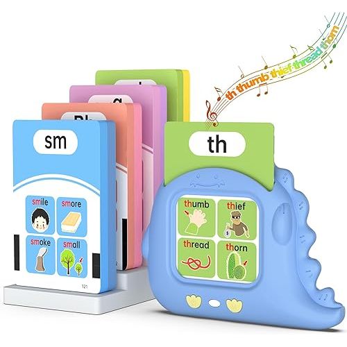 Phonics Talking Flash Cards for Toddlers 2-8, Digraphs CVC Blends Long Vowel Sounds Spelling Reading, Autism Toys, Montessori Toys with 252 Words, Preschool Kindergarten Language Learning Toys