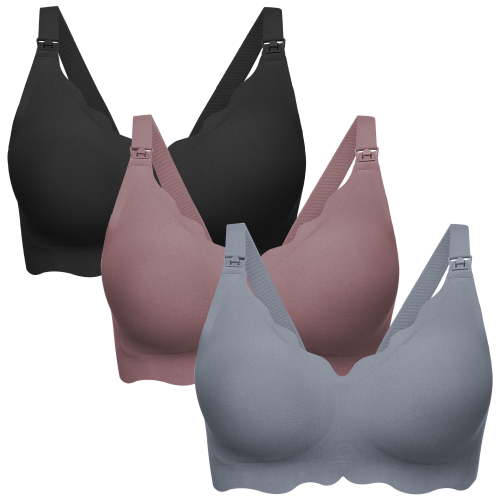 HBlife 3 Pack Nursing Bras for Breastfeeding Ultra Comfort Seamless Maternity Bra Pack Wireless Pregnancy Bralette Bra Extender