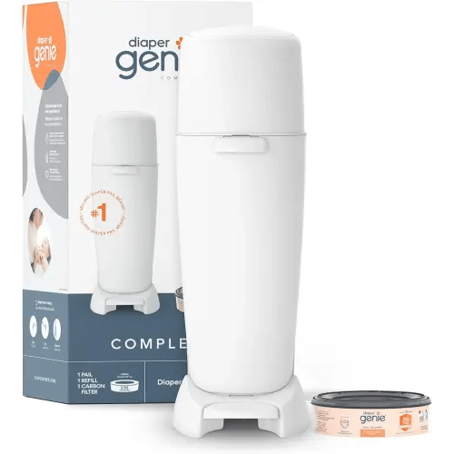 Playtex Diaper Genie Complete Pail with Built-In Odor Controlling Antimicrobial, Includes Pail & 1 Refill, White , 8.36 Pound