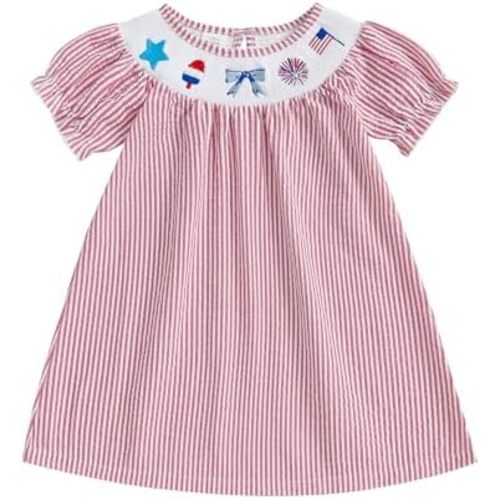 Toddler Baby Girl Smocked Valentines Day Dress Love Heart Embroidery Dresses Valentines Day Outfit for Kids