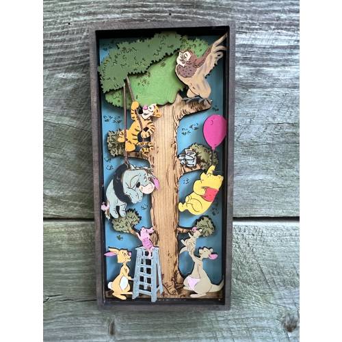 Winnie the Pooh, Laser cut wood sign, Pooh Piglet Tiger, Nursery Decor, Baby Gift, Baby shower Gift, Birthday Gift, Pooh and friends