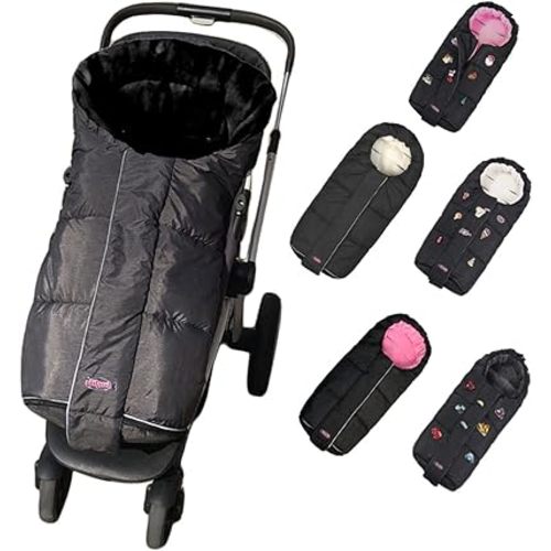 German Designed Winter Tour Waterproof Stroller Footmuff,Width Adjustable Design Fits Baby Grows Stroller Bunting Bag Toddler 6-36M,Black