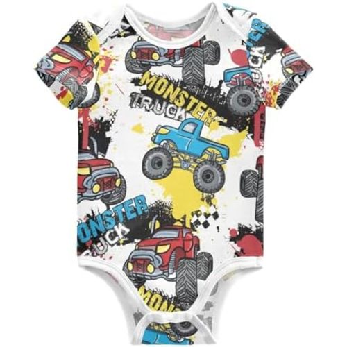 Pigsaly Hot Rod Baseball Racing Car Unisex Baby Bodysuits Checkered Flag Newborn Short Sleeve Jumpsuit 3M