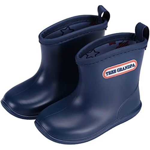 Tree Grandpa Toddler Rain Boots Baby Kids Easy-on Rain shoes Children Waterproof Shoes for Boys Girls(1-6 Years)