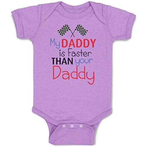 Cute Rascals Custom Baby Bodysuit My Daddy Is Faster than Your Daddy Race Car Dad Father's Day Cotton