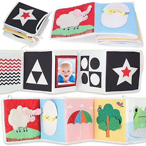Spiggly Infant Toys 0-6 Months – Baby Mirror Tummy Time Toys – Sensory Books for Babies – Touch and Feel Crinkle Books for Babies – Soft Baby Books