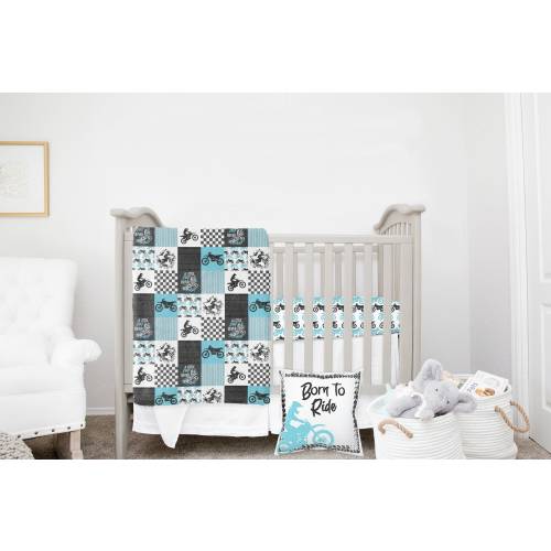 MINI Crib Bedding, Dirt Bike Baby Bedding, Baby Boy Bedding, Mini Crib Set, Motocross Crib Bedding, Dirt Bike Nursery, Mini Crib Sheets Boy