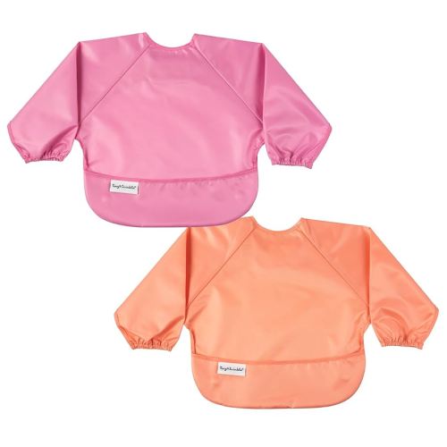 Tiny Twinkle Mess Proof Baby Bibs, 2pk Waterproof Smock Baby Bibs for Eating, Machine Washable Long Sleeve Bibs, Baby Led Weaning, Toddler Bibs, BLW Supplies (Sweet Treat, Small 6-24 Months)
