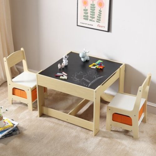 SKYSHALO Kids 3-Piece Activity Table and Chair Set