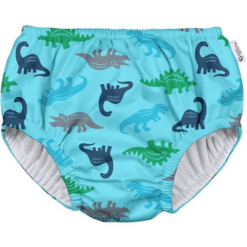 Green Sprouts Boys' Reusable Pull-up Swim Diaper, Aqua Simple Dino, 3T