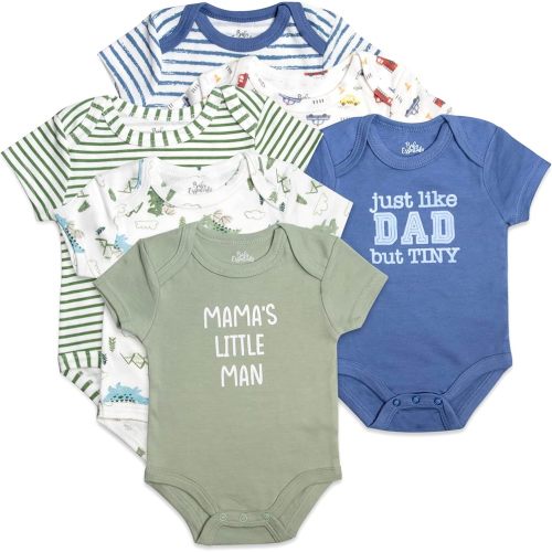 Baby Essentials Baby Boys Mama’s Little Man Just Like Dad 6 Piece Bodysuit Set