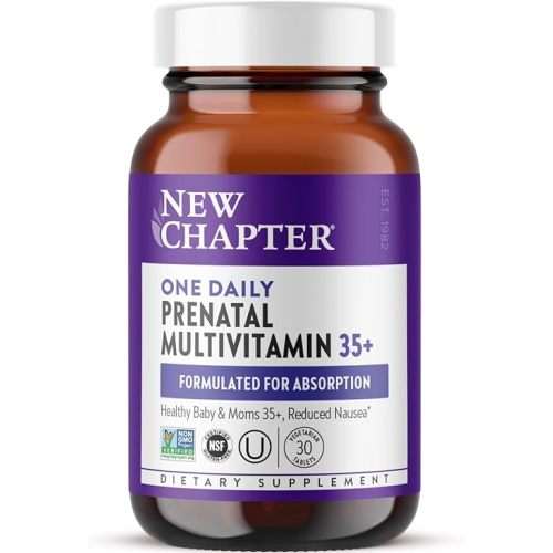 New Chapter Prenatal Vitamins, One Daily Prenatal Multivitamin Enhanced for Age 35+ with Methylfolate + Choline for Healthy Mom & Baby, Gluten Free & Non-GMO- 30 ct