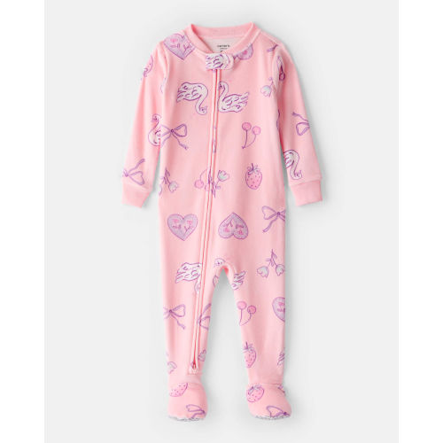 Baby Girl Swan DreamPlush Snug Fit 1-Piece Pajamas - Pink - Carter's | Carter's