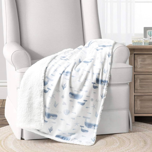 Lush Decor Baby Seaside Sherpa Blanket, Blue 30" x 40"